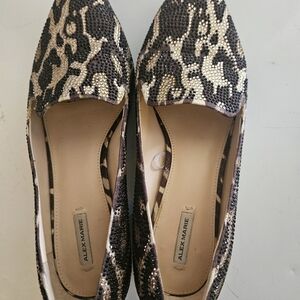 Alex Marie Rhinestone Leopard Print Heeled Loafers, size 9.5